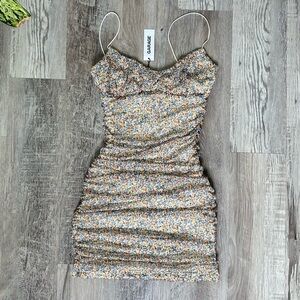 Garage floral Ruched Mini Dress